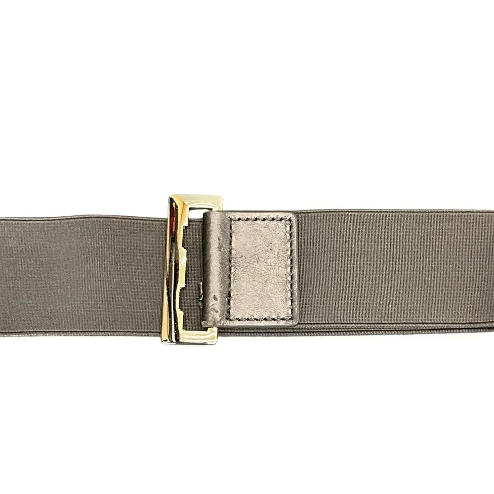 Betsey Johnson Silver Buckle Grey Stretchable Wide Belt 29” - 34”